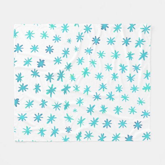 Couverture Polaire Aquarelle étoile - turquoise (Devant (Horizontal))