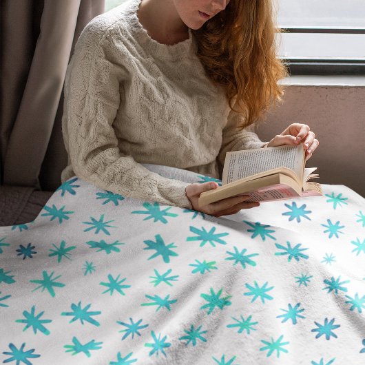 Couverture Polaire Aquarelle étoile - turquoise
