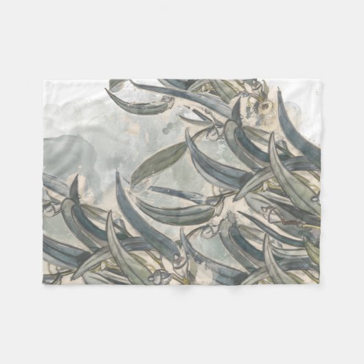 Couverture Polaire Aquarelle Eucalyptus Verdure Feuille (Devant (Horizontal))