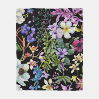 Couverture Polaire Aquarelle Feuilles tropicaux : Motif transparent