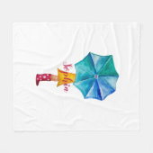 Couverture Polaire Aquarelle fille parapluie mignonne Monogrammé (Devant (Horizontal))