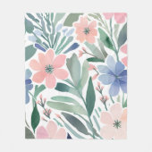 Couverture Polaire Aquarelle Fleur sauvage Boho Soft Pastel Spring (Devant)