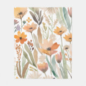 Couverture Polaire Aquarelle Fleur sauvage Boho Soft Pastel Spring (Devant)