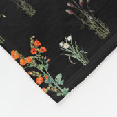 Couverture Polaire Aquarelle fleur sauvage Floral botanique noir (Coin)