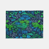 Couverture Polaire Aquarelle fleurie doodles arrière - plan foncé (Devant (Horizontal))