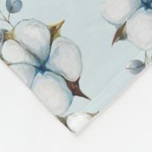 Couverture Polaire Aquarelle Fleurs de coton et Eucalyptus (Coin)