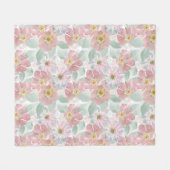 Couverture Polaire Aquarelle fleurs délicates. (Devant (Horizontal))