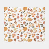 Couverture Polaire Aquarelle Florale Citrouilles et Feuilles (Devant (Horizontal))