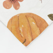 Couverture Polaire Aquarelle Florale Citrouilles et Feuilles (Coin)