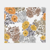 Couverture Polaire Aquarelle florale de pivoine Arrière - plan blanc (Devant (Horizontal))