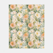 Couverture Polaire Aquarelle florale de printemps et de pêche (Devant)