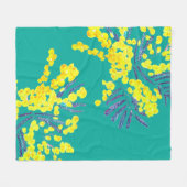 Couverture Polaire Aquarelle florale mimosa art thème fleuri jaune (Devant (Horizontal))