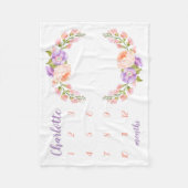 Couverture Polaire Aquarelle Florale Monogramme Baby Milestone Photo (Devant)