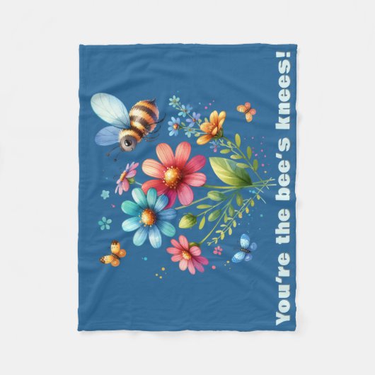 Couverture Polaire Aquarelle florale Monogramme Vous êtes les genoux (Devant)