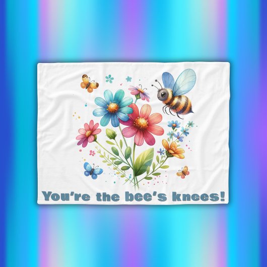 Couverture Polaire Aquarelle florale Monogramme Vous êtes les genoux 