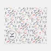 Couverture Polaire Aquarelle florale monographique personnalisée (Devant (Horizontal))