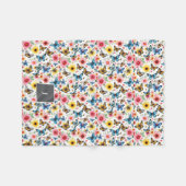 Couverture Polaire Aquarelle florale motif botanique monogrammé (Devant (Horizontal))