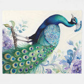 Couverture Polaire Aquarelle florale Peacock (Devant (Horizontal))