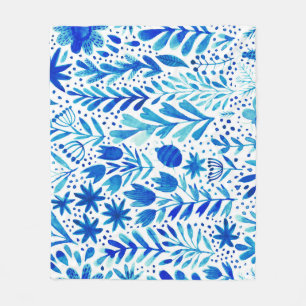 Couverture Polaire Aquarelle florale Plantes texture transparente