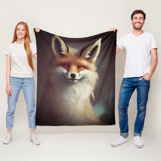 Couverture Polaire Aquarelle Fluffy Imaginaire Red Fox (En situation)