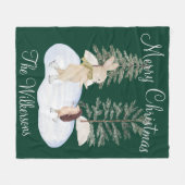 Couverture Polaire Aquarelle Forêt de patinage sur glace Animaux sur  (Devant (Horizontal))