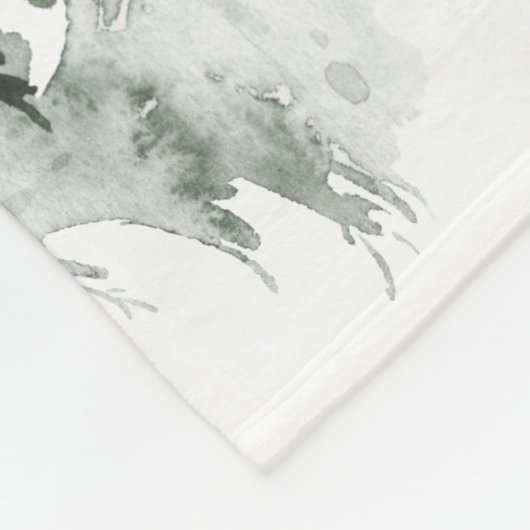 Couverture Polaire Aquarelle Forêt de sapins rustiques hiver (Coin)