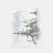 Couverture Polaire Aquarelle Forêt de sapins rustiques hiver (Devant)