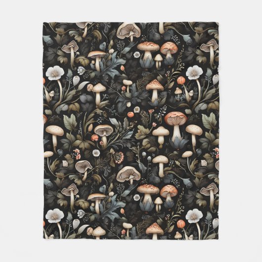 Couverture Polaire Aquarelle Forêt Verdure Champignons Automne (Devant)