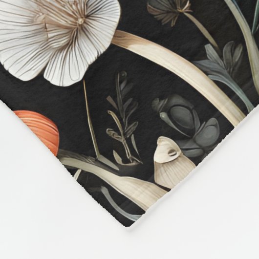 Couverture Polaire Aquarelle Forêt Verdure Champignons Automne (Coin)