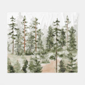 Couverture Polaire Aquarelle Forêt verte rustique (Devant (Horizontal))