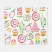 Couverture Polaire Aquarelle fruits tropicaux, glace motif. (Devant (Horizontal))