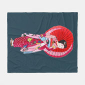 Couverture Polaire Aquarelle Geisha avec thème d'art kimono Japon (Devant (Horizontal))