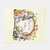 Couverture Polaire Aquarelle Gnome de Pâques personnalisée (Devant (Horizontal))