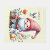 Couverture Polaire Aquarelle Gnome de Pâques personnalisée (Devant (Horizontal))