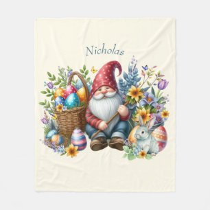 Couverture Polaire Aquarelle Gnome de Pâques personnalisée