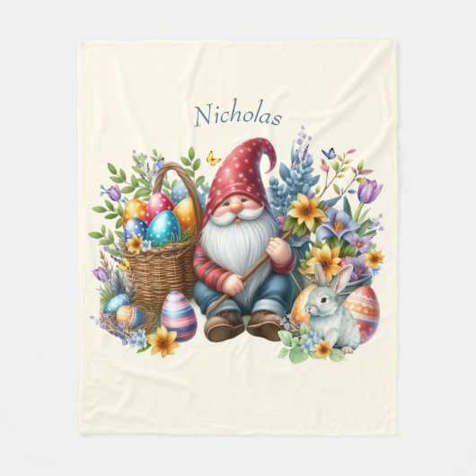 Couverture Polaire Aquarelle Gnome de Pâques personnalisée (Devant)