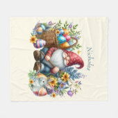 Couverture Polaire Aquarelle Gnome de Pâques personnalisée (Devant (Horizontal))