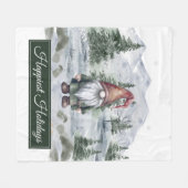 Couverture Polaire Aquarelle Gnome Fleece Blanche (Devant (Horizontal))
