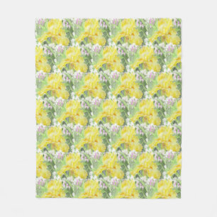 Couverture Polaire Aquarelle grande jaune d'iris barbu