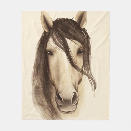 Couverture Polaire Aquarelle Grange Animaux | Cheval (Devant)