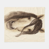 Couverture Polaire Aquarelle Grange Animaux | Cheval (Devant (Horizontal))