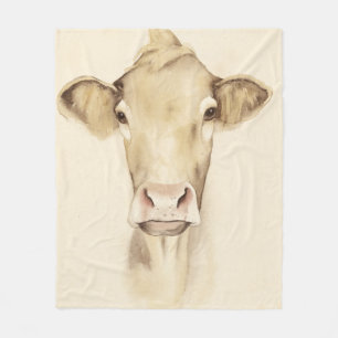 Couverture Polaire Aquarelle Grange Animaux   Vache