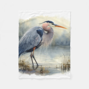 Couverture Polaire Aquarelle Great Blue Heron Bird Nature