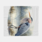 Couverture Polaire Aquarelle Great Blue Heron Water Bird Faune (Devant (Horizontal))