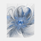 Couverture Polaire Aquarelle gris bleu Abstrait Fractal Art Flower (Devant)