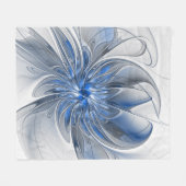 Couverture Polaire Aquarelle gris bleu Abstrait Fractal Art Flower (Devant (Horizontal))
