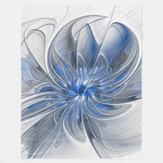 Couverture Polaire Aquarelle gris bleu Abstrait Fractal Art Flower (Devant)