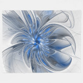 Couverture Polaire Aquarelle gris bleu Abstrait Fractal Art Flower (Devant (Horizontal))