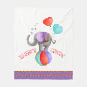 Couverture Polaire Aquarelle gris brillant éléphant nom du cirque (Devant)