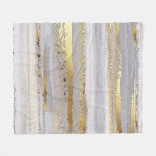 Couverture Polaire Aquarelle gris et texture or de luxe (Devant (Horizontal))